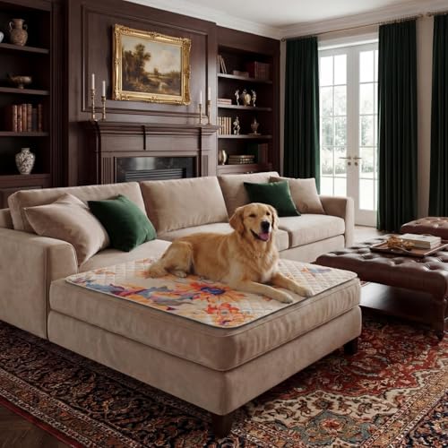 Reversible Dog Bed Cover with Waterproof Lining, Water Resistant Slipcover Furniture Protector and Pet Blanket, Washable Couch Cover for Kids, Dogs, Pets.(Bird/Beige,40"x50") - color: Bird/Beige, size: 40"x50"