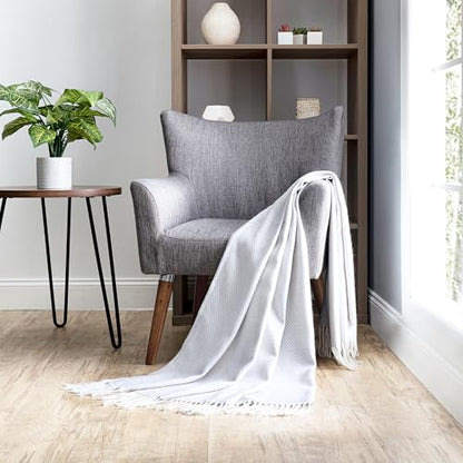 Merit Linens Herringbone Throw Blanket - One Size Light Gray - color: Herringbone Light Gray