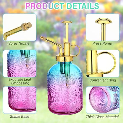 Sliner 6 Pack Glass Plant Mister Spray Bottles 7.7" Tall Glass Water Spray Bottle 12.2 oz Hand Pump Sprayer Fine Mist Watering Can with One Hand Top Pump for Indoor & Outdoor Houseplants(Golden) - color: Golden