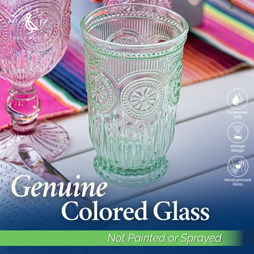 Green Highball Glasses Set of 6 Tall Drinking Glasses 10 oz - color: Green, size: Tall
