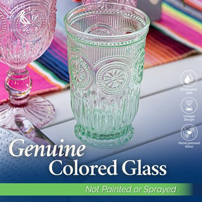 Green Highball Glasses Set of 6 Tall Drinking Glasses 10 oz - color: Green, size: Tall