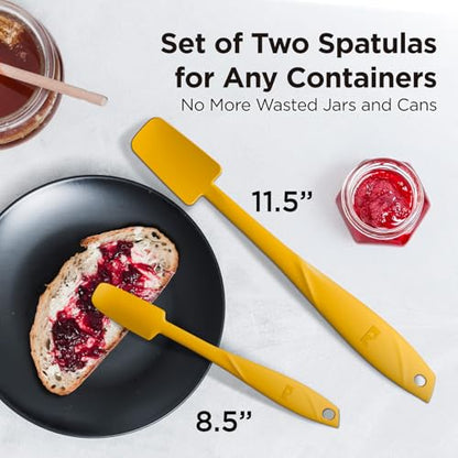 Kitchen Mama WaltzGrip Platinum Silicone Jar & Can Spatula Set, Yellow | Heat-Resistant, Dishwasher Safe, Ergonomic Grip, Perfect for Mixing and Scraping, Nonstick Cookware - color: Yellow