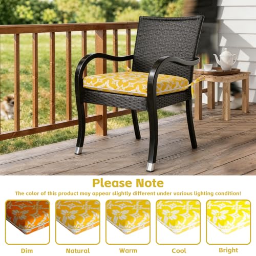 COZYVIDA Outdoor Chair Cushions Set of 4, 20"x20" Square Seat Pads with Tie Straps and YKK Zippers, 35D High-Density Foam, Water-Resistant Fabric,UV-Resistant 1000+ Hrs - color: Print 017