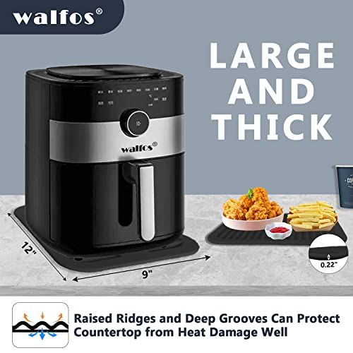 Walfos Silicone Trivets for Hot Pots and Pans - Heat Resistant Hot Pads for Kitchen Counter- Multi-Purpose & Versatile Trivet Mat - Long-Lasting & Flexible Silicone Hot Pad - style: 9x12in, 2 Black Rectangle