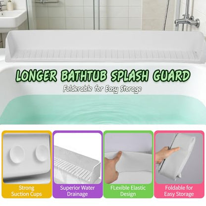 Kids Bathtub Splash Guard, Shelf & Toddler Bath Toy Tray -Gray | Bathtub Splash Guard PlayPad Shelf Area with Strong Suction Cups, Bathtub Ledge Guard, Fun Bath Time for Toddlers Baby - color: Grey