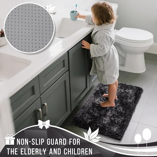 Yimobra Chenille Bathroom Rugs & Bath Tub Mat, Non Slip Extra Thick Soft Absorbent Bath Rug, Machine Washable Quick Dry Bath Mat for Bathroom Floor, Tub and Shower, Home Decor Accessories