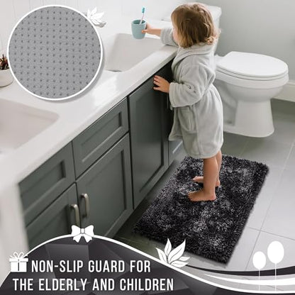 Yimobra Chenille Bathroom Rugs & Bath Tub Mat, Non Slip Extra Thick Soft Absorbent Bath Rug, Machine Washable Quick Dry Bath Mat for Bathroom Floor, Tub and Shower, Home Decor Accessories