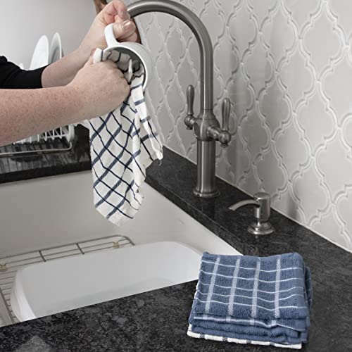 Ritz Premium 3-Pack Kitchen Towel & 6-Pack Dish Cloth Set - Highly Absorbent, Super Soft, Long-Lasting, 100% Cotton Terry Drying Cleaning Cloths, Federal Blue - color: Federal Blue, size: 9-Pack Bundle