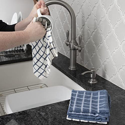 Ritz Premium 3-Pack Kitchen Towel & 6-Pack Dish Cloth Set - Highly Absorbent, Super Soft, Long-Lasting, 100% Cotton Terry Drying Cleaning Cloths, Federal Blue - color: Federal Blue, size: 9-Pack Bundle