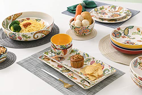 Bico Protea Cynaroides Pasta Bowls, 35oz Salad Bowl Set of 4, Large Ceramic Serving Dinner Bowls for Soup and Cereal, Microwave and Dishwasher Safe, Gift for Housewarming and Thanksgiving - color: Protea Cynaroides