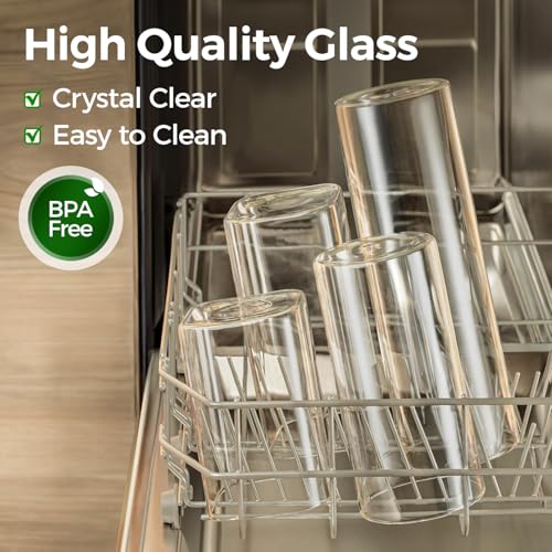 ComSaf Glass Storage Containers wtih Lids 1.2 Qt, Set of 6 Food Storage Jar | Glass Pantry Storage Containers, Square Kitchen Canisters, Pantry Organizers, Tea, Oat, Spice, Coffee, 37oz Jars, BPA Free - size: 1.2Qt*6
