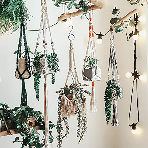 Markeny Macrame Plant Hanger, 4 Pieces Colourful Large Macrame Rope Hangers for Garden Patio Home Decor