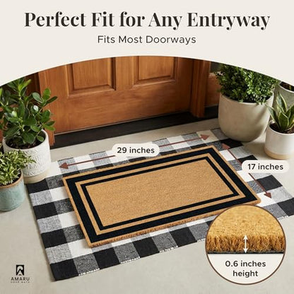 Coir Welcome Mat, Non-Slip, Edge, 17 x 29 in | 100% Natural Coir, Anti-Shedding, Durable PVC Backing, Traps Dirt and Mud, Indoor and Outdoor Entryway, Easy to Clean - color: Edge