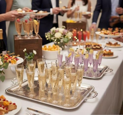 MATANA 24 Glitter Gold Champagne Flutes Plastic Champagne Glasses 5oz, Reusable Clear Plastic Champagne Flutes Bulk Pack, Copas De Plastico Para Brindis, Mimosa Toasting Glasses for Wedding, Christmas - color: Gold Glitter, size: 24 Pack