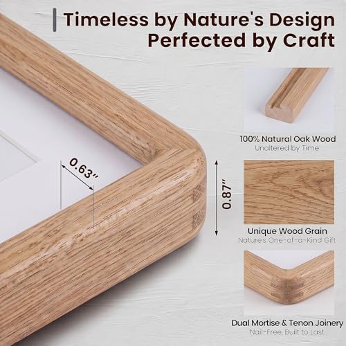 Acovy 4x6in Picture Frame, Natural Solid Oak | Handcrafted Wooden Photo Frame, Dual Use for Tabletop & Wall Mount, Matted to Fit 3.5"x5" Photos, HD Tempered Glass - color: Oak, size: 4x6in