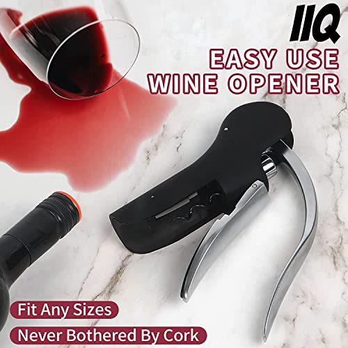 IIQ Wine Bottle Opener Corkscrew Set- Lever Corkscrew Wine Openers with Luxury Case, Foil Cutter, Wine Stopper,Pourer and Extra Spiral