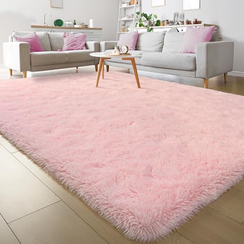 Keeko Fluffy Pink Area Rugs 3x5, Washable Shag Rug for Bedroom Girls Room | Cute Shag Kids Rugs Nursery Living Room Indoor Fuzzy Bedside Rug Ultra Soft Furry Carpet for Teen Baby Dorm Decor - color: Pink, size: 3' x 5' (Rectangular)