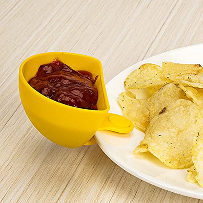 Dip Clip for Bowls Plates 4PCS Plastic Dip Clip Bowl Plate Holder Chip and Dip Serving Set Sauce Holder for Spice Tomato Sauce Salt Veggie Vinegar Ketchup Chips (4 Colors)