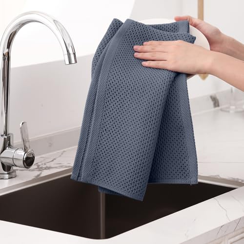 Homaxy 100% Cotton Oversized Waffle Weave Kitchen Towels, 5-Pack, Dark Grey | 20 x 28 Inches, Ultra Soft Absorbent Dish Towels, Quick Drying Large Cleaning Towels - color: Dark Grey, size: 20 X 28 - 5 Pack