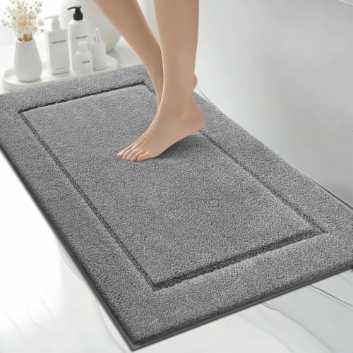 Extra Soft Bathroom Rug 24" x 36", Bath Mat, Throw Rug for Kitchen | Non Slip, Absorbent and Quick Drying, Absorbent, Washable Rug for Bathtub, sink, Shower, Bedroom, Laundry, Floor - color: Grey, size: 24" x 36"