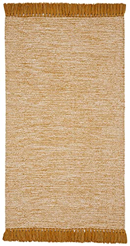 SAFAVIEH Montauk Collection Accent Rug - 3' x 5', Gold, Handmade Tassel Cotton, Ideal for High Traffic Areas in Entryway, Living Room, Bedroom (MTK610I) - color: Gold, size: 3' x 5' (Rectangular)
