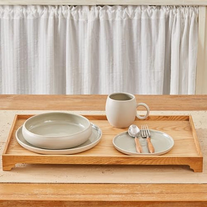 Bico Reactive Glaze Light Grey 7 inch Salad Plates Set, Set of 4, Microwave and Dishwasher Safe, for Salad, Appetizer, Side Dishes, Tapas