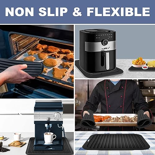 Walfos XXL Silicone Trivet 16x12 Inch, Trivets for Hot Pots and Pans, Heat Resistant Pot Holders Hot Pads for Kitchen Quartz Countertops, Hot Dishes, 4 Pack - style: 16x12in, 4 Black XXL Trivets