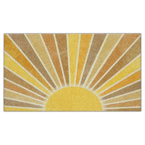 Nogrit Boho Door Mat, Retro Boho Orange Sun Sunshine Doormat Bathmat for Indoor Outdoor Entrance, Mid Century Modern Abstract Welcome Mats for Front Door Outside Porch Entryway, 17x30 Inches - color: Non Slip Pvc - Orange
