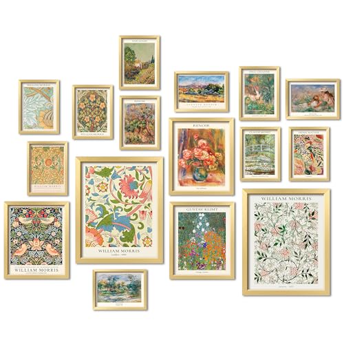 ANERZA 16 PCS Vintage Eclectic Wall Art Decor, William Morris Wall Prints for Bedroom, Posters for Room Aesthetic, Wall Collage Kit Pictures for Living Room, Colorful Dorm Gallery Home Decor - color: Multi, size: 11"x14" Unframed