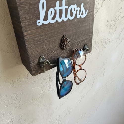 eBun Narrow Wood Mail Holder | Wall Mount, No-Drill Magnetic, Vertical Letter Slot, Entryway Decor - color: 1-pack Letters No Key Holder