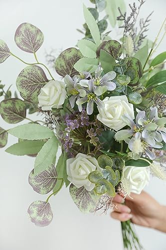 Serra Flora Artificial Greenery Spray Box Set(Pack of 38pcs) with 9 Kinds of DIY Wedding Bouquet Filler Table Centerpieces and Floral Arrangement (Lilac & Green) - color: Lilac &Green