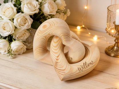 Personalized Interlocking Wooden Hearts, Custom Name Date Engraved Couple Gift, Wedding Anniversary Keepsake, Romantic Decor, Valentine Gift, Bridal Shower Gifts, Engagement Present 6 - color: Design 06
