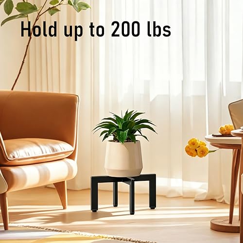 4-Pack Plant Stand Indoor Outdoor with Adjustable Feet, Black | Heavy Duty Metal Construction, Fits 5-13 Inch Pots, Includes 2 Large & 2 Medium, Easy Assembly, Pots Not Included - size: 4 Pack - Large & Medium