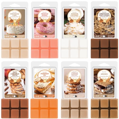 SALKING Bakery Scented Wax Melts, Plant Based Natural Wax Melts, Highly Scented Long Lasting Premium Soy Wax Cubes, Wax Melts Tarts, Colored Wax Melt, Wax Melts Gift Set - 8 Pack - color: Bakery