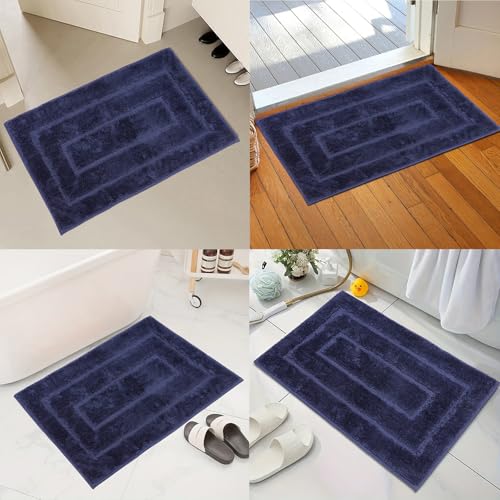 Bath Rug Non Slip,Navy Blue Indoor Doormat,20"x32" | Small Area Rug,Rubber Backed,Soft microfiber,Absorbent,Machine Washable,Bathroom,Entryway,Kitchen,Hallway - color: Navy Blue1