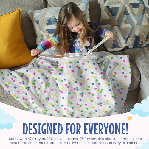 Thermal Knit Throw Blanket Satin Trim Pastel Balloon 50"x60" | Adult throw blanket with soft lightweight waffle knit design, satin trim & breathable layer for couch, bed & living room use. - color: Pastel Balloon Multi - Satin Trim