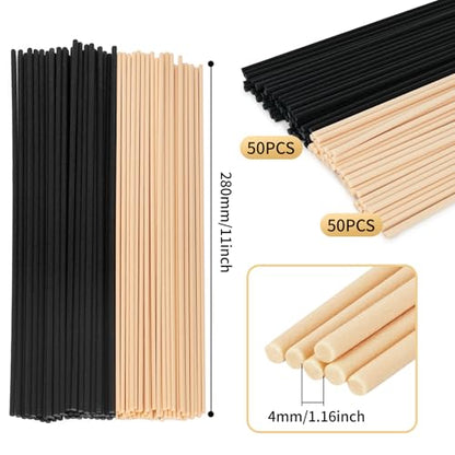11 inch Diffuser Sticks 100 Pack, Diffuser Reeds Sticks Refill for Home and Bathroom, Diffuser Reeds Sticks for Scented Diffuser Nude&Black - color: Nude&black