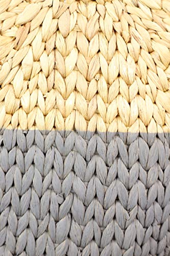 CosmoLiving by Cosmopolitan Large, Oval, Natural and Gray Dip-Dyed Water Hyacinth Wicker Storage Baskets with Round Handles | Set of 4: 19” x 18”, 17” x 15”, 16” x 14”, 14” x 12”