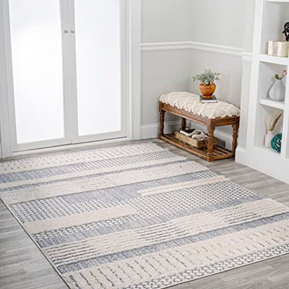 JONATHAN Y Geometric High-Low Cream/Gray Indoor Area Rug 4X6 ft, Kerstin for Living Room, Bedroom, Kitchen, Office, Easy-Cleaning, High Traffic, Pet-Friendly, Non-Shedding SNT100A-4 - size: 3'11" x 6' (Rectangular)