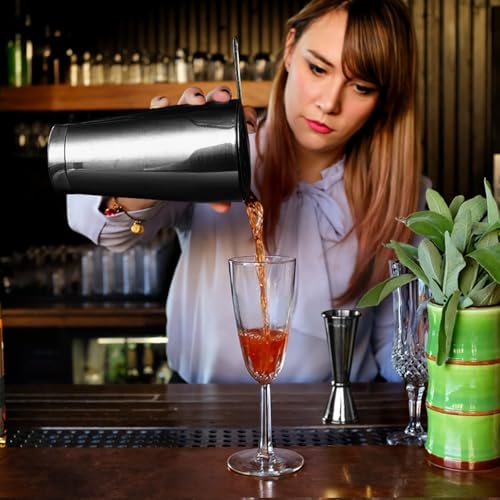 Mwellewm Cocktail Shaker Boston Shaker Set 15 Pcs Professional Bartender Kit Bar Shaker Stainless Steel Drink Shaker Bartending Beginner Martini Shaker Tin Mixed Alcohol Shaker Tool(Black) - color: Black