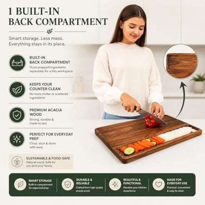 Acacia Wood Cutting Board Reversible Charcuterie Chopping Boards Durable & Double Sided Knife-Friendly, Juice Groove, Easy-Grip, Kitchen Gift