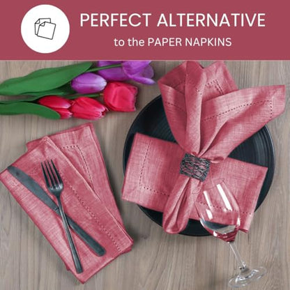 Cloth Dinner Napkins 100% Cotton Set of 6 - Soft Durable Washable - Ideal for Farmhouse Parties Wedding Christmas Easter - Perfect Everyday Use Table Cloth Napkins 18x18 Dusty Pink - color: Dusty Pink