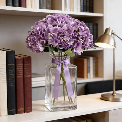 Kimura's Cabin 6Pcs Artificial Hydrangeas Flower Silk Fake Flowers,Purple | Faux Hydrangea Flowers with Stems,Wedding Party Bouquet Arrangements,Home Table Centerpieces,Vase Filler Plants,Office Deco - color: Purple