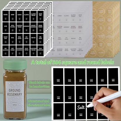 Spice Jars with Labels - 24 Glass Spice with Shaker Lids & Airtight Plastic Caps - 4oz Complete Seasoning Containers Organizer Set for Cabinet, Drawer & Rack (Light Green) - color: Light Green