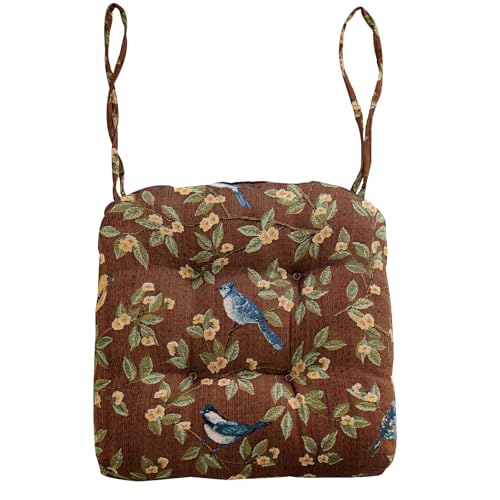 vctops Farmhouse Bird Print Chair Cushions with Ties U-Shaped Soft Comfortable Chair Pads Non Slip Seat Cushions for Indoor Dining Room and Kitchen Chairs (Coffee,16"x16") - color: Coffee, size: 16x16 Inch