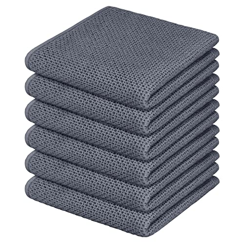 Nialnant 6 Pack Kitchen Towels,Large 100% Cotton Kitchen Hand Towels,Dish Towels for Drying Dishes 13x28 Inches,Dark Gray - color: Dark Gray, size: 13 x 28 - 6 Pack