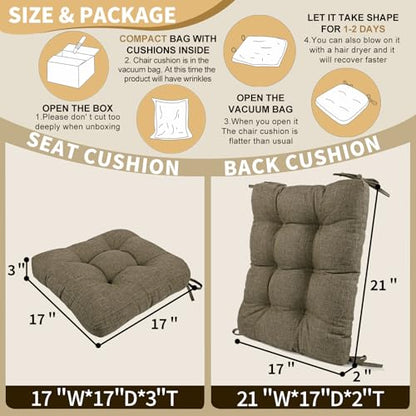 BUYUE Chair Cushion Set for Rocking Chair, Back Pillow & Seat Cushion with Ties, Original Woven Fabric Non-Slip Chair Pads for Elderly Sitting, Brown - color: Brown
