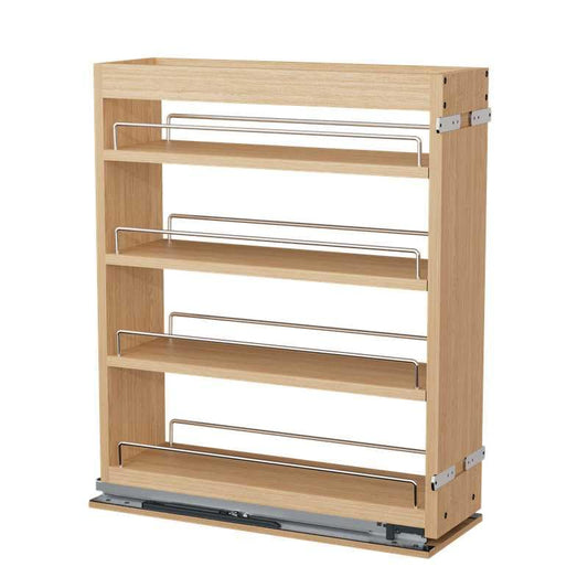 DINDON Pull Out Spice Rack Organizer for Cabinet, (6.5" W x 21.9" D x 25.2" H) Multi-Use Wood Pull Out Cabinet Organizer Slide Out Shelf Cabinet Storage for Kitchen, Pantry Organization - color: Wood, size: 6.5"W x 21.9"D x 25.2"H