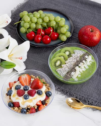 bUCLA 50 Pack Clear Plastic Serving Bowls - 24oz Disposable Salads, Cereal, Fruit, Dessert & Soup Bowls for Wedding & Party - color: Clear, size: 24oz