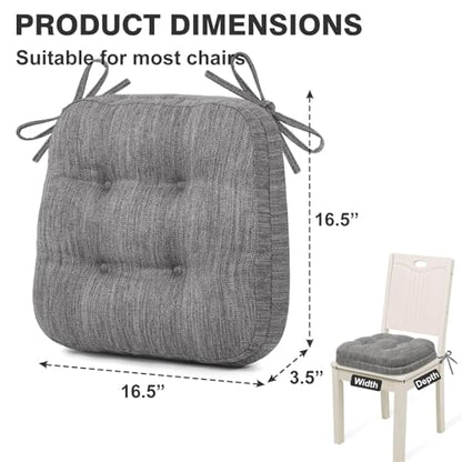 Shinnwa Kitchen Chair Cushions Set of 4, Dual-Layer Memory Foam Dining Chair Cushions, Patented Design Seat Pads with Ties, 16.5 x 16.5 x 3.5in, 4 Pack, Grey - color: Grey, size: 4 Count (Pack of 1)
